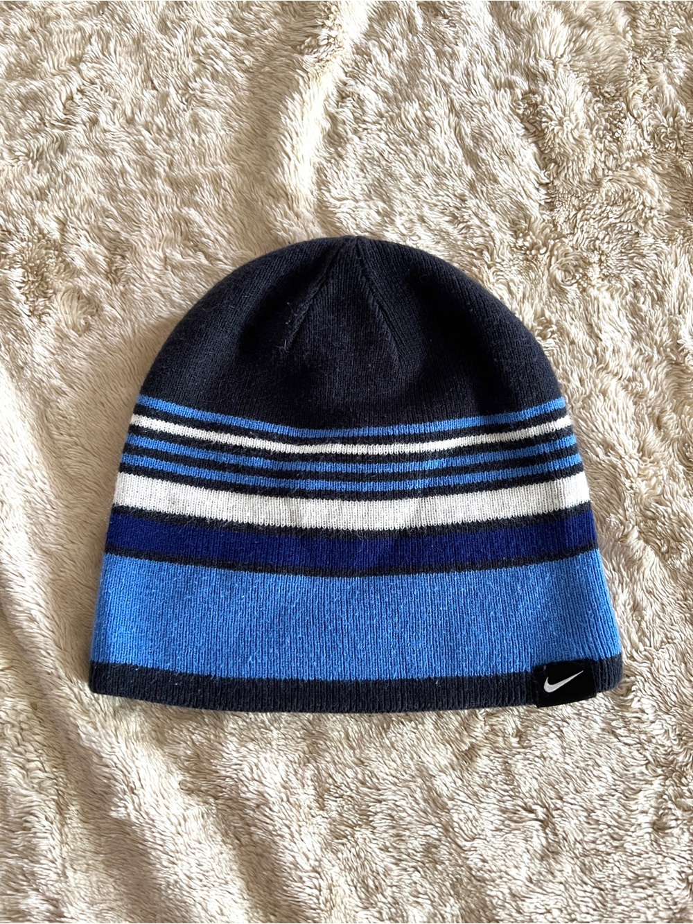 NIKE Boy's Reversible Blue & Black Beanie